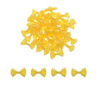 QUARKZMAN 50pz Fiocchi Gialli 1.5" x 1" Mini Fiocco per Realizzare Piccoli Fiocchi di Raso Sfusi per Cucito Fai da Te, Scrapbooking, Regalo di Nozze, Decorazione per La Casa