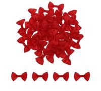 QUARKZMAN 50pz Fiocchi Rossi 1.5" x 1" Mini Fiocco per Realizzare Piccoli Fiocchi di Raso Sfusi per Cucito Fai da Te, Scrapbooking, Regalo di Nozze, Decorazione per La Casa