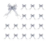 QUARKZMAN 50pz Fiocchi Tono Argento 5,9 Pollici Larghezza Grande Fiocchi Regalo in Nastro Monostrato per Confezioni Regalo Decorazioni Cesti Regalo Feste Matrimonio Compleanno Fioraio