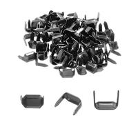 QUARKZMAN 50pz Graffette in Ottone per Cuoio, 8mm Fermagli a Due Punte per Passanti di Cintura per Lavorazione Del Cuoio, Colore Nero-Arma