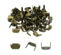 QUARKZMAN 50pz Graffette in Ottone per Cuoio, 8mm Fermagli a Due Punte per Passanti di Cintura per Lavorazione Del Cuoio, Tono Bronzo