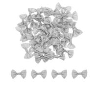 QUARKZMAN 50pz Papillon Grigi Chiaro 1.5" x 1" Mini Fiocco per Creare Piccoli Fiocchi in Raso Sfusi per Cucito Fai da Te, Scrapbooking, Regali di Nozze, Decorazioni per La Casa