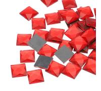 QUARKZMAN 50pz Pietra Preziosa Artificiale Quadrata Strass Acrilici Retro Piatto per Artigianato Pittura Viso Bigiotteria Creazione Gioielli, Rosso