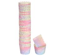 QUARKZMAN 50pz Pirottini da Forno in Carta Small Pirottini Involucri per Frittella Cupcake Monouso Antigrasso per Matrimonio Compleanno Laurea, Rosa Sfumato Blu