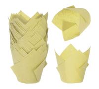 QUARKZMAN 50pz Pirottini per Frittella Cupcake a Forma di Tulipano in Carta Antiaderente per Matrimoni Compleanni Feste Festival Natale, Giallo