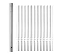 QUARKZMAN 50pz Spiedini Kebob Metallo 40cm x 2,8 mm Bastoncini Piatti Acciaio Inossidabile Riutilizzabili Spiedini Barbecue Barbecue Bastone per Griglia Stoccaggio Carne Gamberetti
