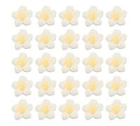 QUARKZMAN 50pz Toppe Cucire Forma Fiore, Petali Floreali Uncinetto, Fiori Fatti Mano Uncinetto, Applicazioni, Decorazioni per Capelli Fai da Te, Vestiti, Feste Matrimonio, Bianco e Giallo