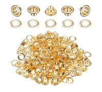 QUARKZMAN 50Set Grommets Eyelets 4mm 1/6 Pollice Kit Occhielli In Ottone Con Rondelle Per Tessuto Tendaggi Teli Pelle Cinture Scarpe Borse Fai Da Te, Oro