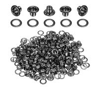 QUARKZMAN 50Set Occhielli per Teloni 3mm 1/8" Occhiello Strumento Metallici in Ottone con Rondelle per Tende in Tessuti Cinture in Pelle Scarpe Borse Fai Da Te, Nero
