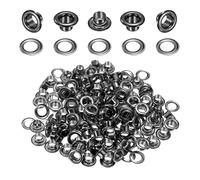 QUARKZMAN 50Set Occhielli per Teloni 4mm 1/6" Occhiello Strumento Metallici in Ottone con Rondelle per Tende in Tessuti Cinture in Pelle Scarpe Borse Fai Da Te, Nero