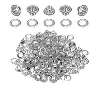 QUARKZMAN 50Set Occhielli per Teloni 4mm 1/6" Occhiello Strumento Metallici in Ottone con Rondelle per Tende in Tessuti Cinture in Pelle Scarpe Borse Fai Da Te, Argento