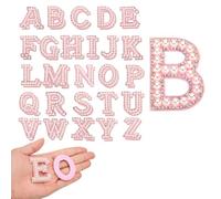 QUARKZMAN 52 Pezze Lettere Adesive con Strass, A-Z Adesivi Alfabeto con Strass Lucidi Appliques per Fai da Te Giubbetti Vestiti Zaini, Rosa