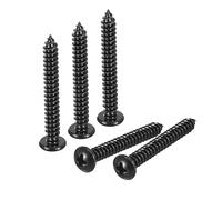 QUARKZMAN 5mm x 40mm Croce Tondo Testa Autofilettante Vite, 50pz - Acciaio Inox 304 Rotondo Testa Legno Vite Completa Filettatura (Nero)