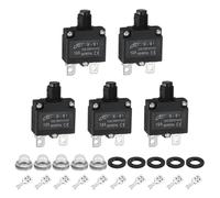 QUARKZMAN 5PCS Interruttori Termici 12A, 125/250V AC, 32V DC Interruttore Di Protezione Sovraccarico Con Reset Manuale A Pulsante Con Terminali E Cappuccio Impermeabile, X-B1