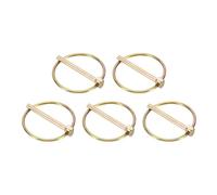 QUARKZMAN 5Pcs Lynch Pin With Ring (3/16" x 1-3/4") - Heavy Duty Linch Pins Shaft Locking Pin Clips Acciaio Al Carbonio, For Farm Tractors Trucks Lawn Mowers Trailers Trolley, Gold
