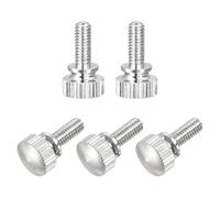 QUARKZMAN 5Pcs M4X10mm Viti a Pomello Rigate, Dadi a Spalla in Ottone Nichelato Pomelli Di Presa per Elettronica, Meccanica, Nichel Bianco