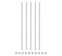 QUARKZMAN 5Pcs M5 x 300mm Asta Filettata Completa con 10 Pcs Dadi Esagonali, Passo Filettatura 1.25mm 304 Acciaio Inossidabile Filettatura Destra Asta Barra Perno
