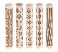 QUARKZMAN 5pcs Rullo In Legno Per Argilla 4" E Stelle Erba Albero Linee Del Legno Grana Trama Modello Rulli Utensili Per Ceramica Rulli Per Argilla Impasto Pasta Modellabile DIY