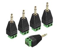 QUARKZMAN 5Pcs Spinotto Maschio Mono TS 3.5mm A Blocco Terminale A Vite A 2 Pin Dorato Adattatore AUX Senza Saldatura Per Sostituzione Cuffie Auricolari