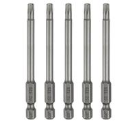 QUARKZMAN 5Pcs T25 Punta A Torx Con Attacco Esagonale 1/4" Lunghezza 3.15" (80mm) Punta Magnetizzata Senza Foro Anti-Manomissione A 6 Punte Stellate Per Avvitatore In Acciaio S2.