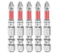 QUARKZMAN 5Pz #2 Punta Croscia 1/4" Codolo Esagonale #2 50mm Argento/Rosso