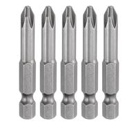 QUARKZMAN 5Pz #2 Punte Cacciavite Phillips PH2 1/4" Gambo Esagonale 2" (50mm) Lungo Acciaio S2 Magnetiche Inserti per Avvitatore per Cacciavite Elettrico Punte Trapano 0.236" (6mm) Asta