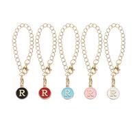 QUARKZMAN 5pz Accessori Ciondolo Lettera R Bicchieri Maniglia, 5 Colori Nome Iniziale IDentificativo Lettera Manico Personalizzato, Nero, Bianco, Rosso, Rosa, Blu.