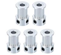 QUARKZMAN 5pz Alluminio 16 Denti 5mm Foro 10mm Larghezza Puleggia Cinghia Temporizzata Ruota Puleggia Idler Ruote Ingranaggio Parte per Stampante 3D, Argento