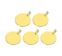 QUARKZMAN 5Pz Etichette Metalliche Tonde Stampare Etichette Vuote 1,38" | Incisione Oro, Etichette Identificazione Cani, Etichette Artigianato, Acciaio Inossidabile, Foro, Decorazione Ciondoli