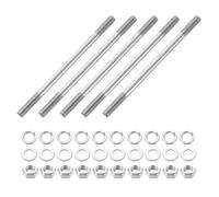 QUARKZMAN 5pz Perni Filettati Doppi, M6x100mm Acciaio Inossidabile 304 Barre Filettate Doppie con Dadi e Rondelle Piane & di Sicurezza Perno Filettato Doppio Bullone per Manutenzione