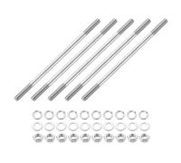 QUARKZMAN 5pz Perni Filettati Doppi, M8x160mm Acciaio Inossidabile 304 Barre Filettate Doppie con Dadi e Rondelle Piatte & di Bloccaggio Perno Filettato Doppio Vite Bullone per Manutenzione