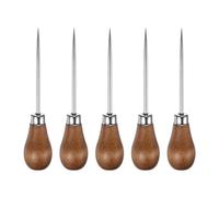 QUARKZMAN 5pz Pungolo Cucire Mano Pungolo Zucca Singola Strumento per Perforare Pelle Manico Legno per Riparare Fili Spezzati Fare Segni Perforare Cucire Riparazioni Fai da Te, Legno.