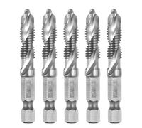 QUARKZMAN 5pz Punte Trapano Maschi Filettare Combinati, Metrico M8 x 1.25 Filettatura 1/4" Esagonale 4341 Kit Utensili per Maschiatura Filettatura Acciaio Rapido