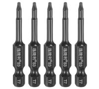 QUARKZMAN 5Pz T7 Inserti per Avvitatore Torx Sicurezza 1/4" Gambo Esagonale 2" (50mm) Magnetica Antimanomissione Chiavi Set Cacciaviti a Stella 6 Punte per Trapano Acciaio S3 con Foro