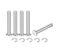 QUARKZMAN 5Set M6x40mm Perno Posizionamento Cilindrico Elastico Albero Acciaio Inossidabile 304, Perno Posizione Cilindro Cerniera Scanalato Testa Piatta con Ring Fissaggio Clip E, Argento