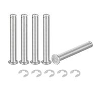 QUARKZMAN 5Set M8x60mm Perno Posizionamento Cilindrico Elastico Albero Acciaio Inossidabile 304, Perno Posizione Cilindro Cerniera Scanalato Testa Piatta con Ring Fissaggio Clip E, Argento