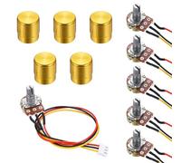 QUARKZMAN 5Set WH148 B10K Ohm Kit Potenziometro, Resistori Variabili A 3 Pinnelli Con Cavo Di Collegamento Da 20cm, Manopole Rotanti Dorate, Dadi E Rondelle