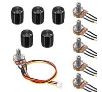 QUARKZMAN 5Set WH148 B2K Ohm Kit Potenziometro Manopole Rotanti Nere | Resistenze Variabili A 3 Punte, Con Cavo Di Collegamento Da 20cm, Dadi E Rondelle