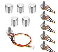 QUARKZMAN 5Set WH148 B50K Ohm Kit Potenziometro, Resistori Variabili A 3 Pinnelli Potenziometro Rotante Lineare Singolo Con Cavo Di Collegamento Da 20cm, Manopole Rotanti Argentate