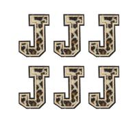 QUARKZMAN 6 Pezze Lettere J Applique Leopardo Adesive Termoadesive, 1.22 Pollici Alfabeto Decoraretivo Lettere Cucitura Bordo Nero Ricamo Applique Pezze Per Riparazione Abbigliamento