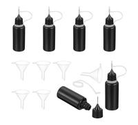 QUARKZMAN 6 Pezzi Bottiglia Con Beccuccio, 20ml/0.7oz Bottiglie Di Plastica Per Colla Liquida Per Lavori Di Carta, Pittura, Olio, Inchiostro(Nero, Con 6 Imbuti)