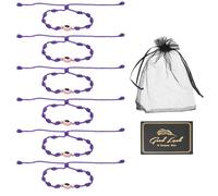 QUARKZMAN 6 Pezzi Braccialetto Malocchio Nodi Set Braccialetti Viola Scuro | Portafortuna, Fatti A Mano Intrecciati, Corda Regolabile, Impermeabile, Con Card E Sacchetto In Rete