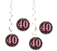 QUARKZMAN 6 Pezzi Decorazioni A Spirale Appese Rosa, 71 Cm Spiral Streamers in Plastica per Decorazione Soffitto, Code Gemelle A Spirale per Decorazioni Festa 40° Compleanno