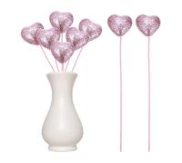 QUARKZMAN 6 Pezzi di Cuori Glitterati in Schiuma Puffy Bastoncini Scintillanti a Forma di Cuore per Decorazioni di San Valentino Matrimonio Casa Vaso Forniture (Rosa, 4cm x 22cm)