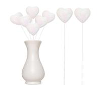 QUARKZMAN 6 Pezzi di Cuori Glitterati in Schiuma Puffy Bastoncini Scintillanti a Forma di Cuore per Decorazioni di San Valentino Matrimonio Casa Vaso Forniture (Bianco, 4cm x 22cm)