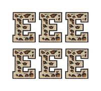 QUARKZMAN 6 Pezzi Lettere E Toppe Leopardo A Ferro Da Stiro, 1,85 Pollici Lettere Alfabeto Decoraretive Cuciture Bordo Nero Toppe Ricamate Applique Per Riparazione Abbigliamento Zaino Jeans