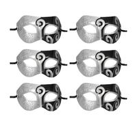 QUARKZMAN 6 Pezzi Maschera Da Mascherata, Maschera Mardi Gras Per Uomini Mezza Faccia Costume Halloween Per Festa Mascherata Ballo Prom Compleanno Gras, Stile Retro Nero