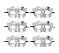 QUARKZMAN 6 Pezzi Maschera Da Mascherata, Maschera Mardi Gras Per Uomini Mezzo Viso Costume Halloween Per Feste Mascherate Ballo Prom Compleanno Gras, Stile Jazz Maschile Argento