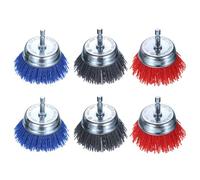 QUARKZMAN 6 Pezzi Spazzola A Tazza In Filamento Di Nylon Per Trapano Set Spazzole Abrasive Con Codolo Esagonale Da 1/4" 3" Per Ruggine Vernice Levigatura Superficie Grana 80 100 240
