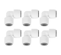 QUARKZMAN 6 raccordi Push to Connect, 5/16" x 5/16" OD per tubi e tubi ad innesto rapido, in plastica, connettore ad angolo di 90 gradi per sistema idrico RO, bianco (8-8 mm)
